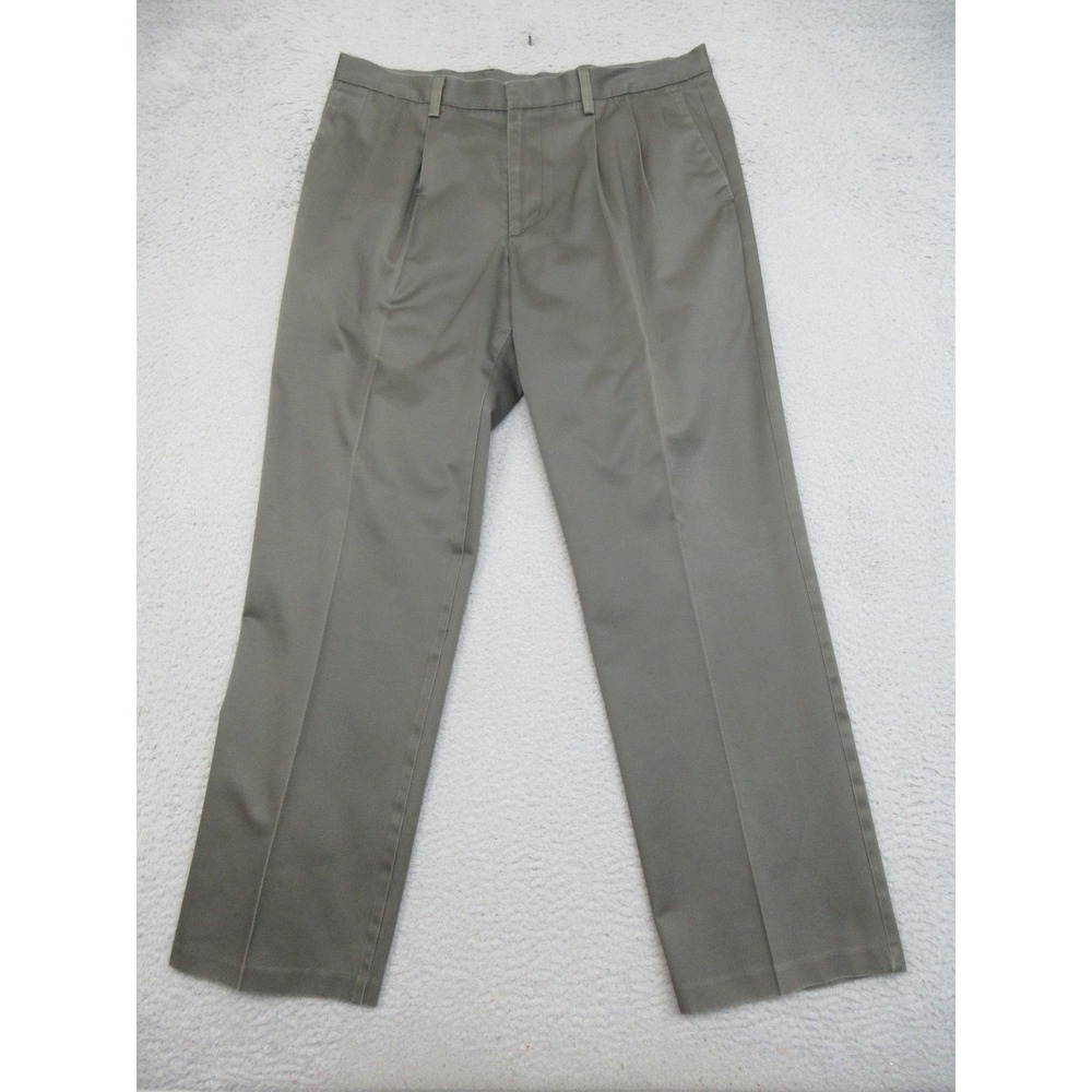 Dockers Pleated Trousers Men 36x30 Olive Green D3 Classic Fit Officecore Preppy